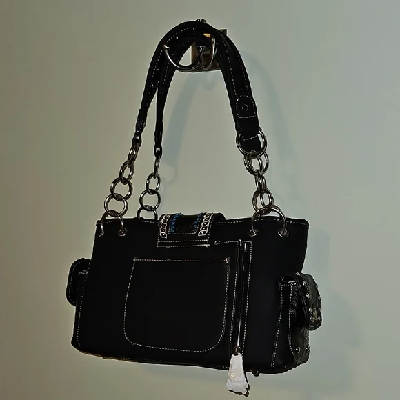 Montana West Black and Blue Embellished Shoulder Bag - Picture 5 of 9